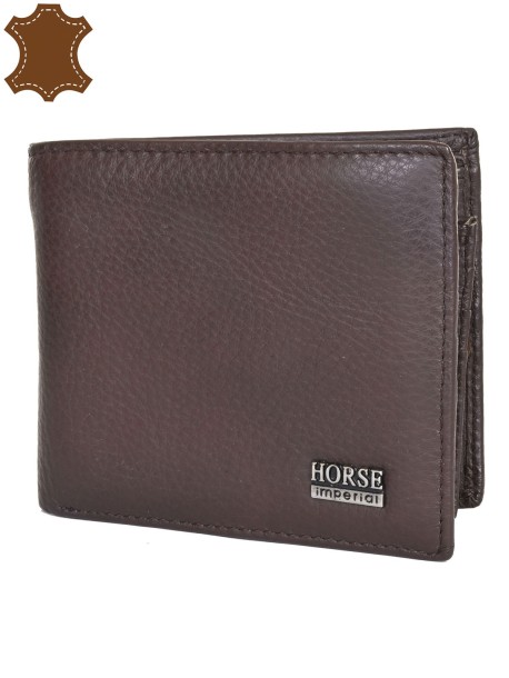 Кафяв мъжки портфейл от естествена кожа