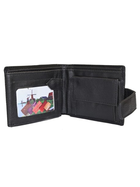 Черен мъжки портфейл от изкуствена кожа с магнитно копче