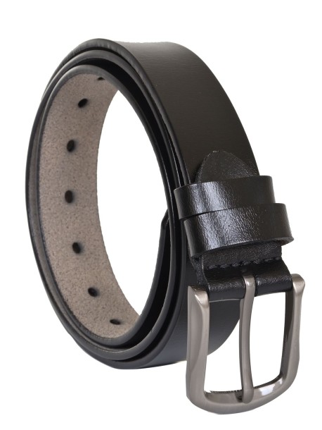 Тънък колан от естествена кожа - Черен