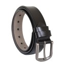 Тънък колан от естествена кожа - Черен