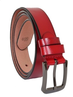 Тънък колан от естестена кожа - Червен
