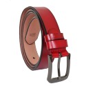 Тънък колан от естестена кожа - Червен