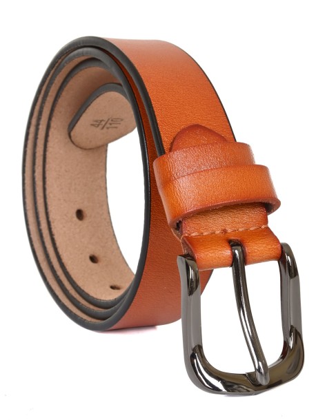 Тънък колан от естествена кожа - Кафяв