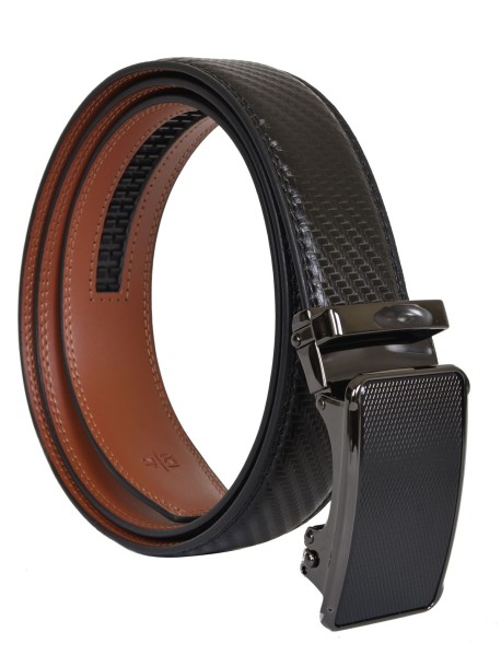 Черен кожен колан с автоматична катарама