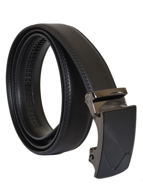 Черен мъжки колан с автоматична плочка