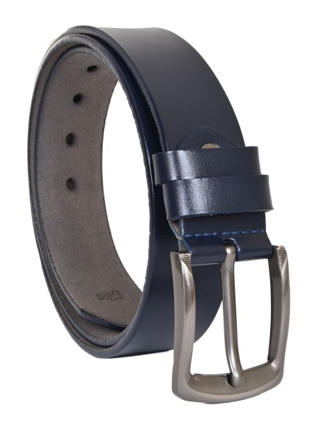 Тъмно син мъжки колан от естествена кожа