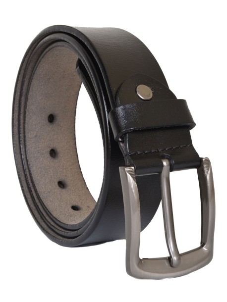 Черен мъжки колан от естествена кожа