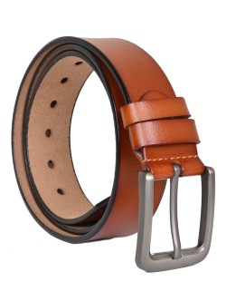 Класически кафяв мъжки колан с метална тока