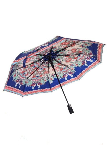 Цветен дамски чадър в тъмно синьо