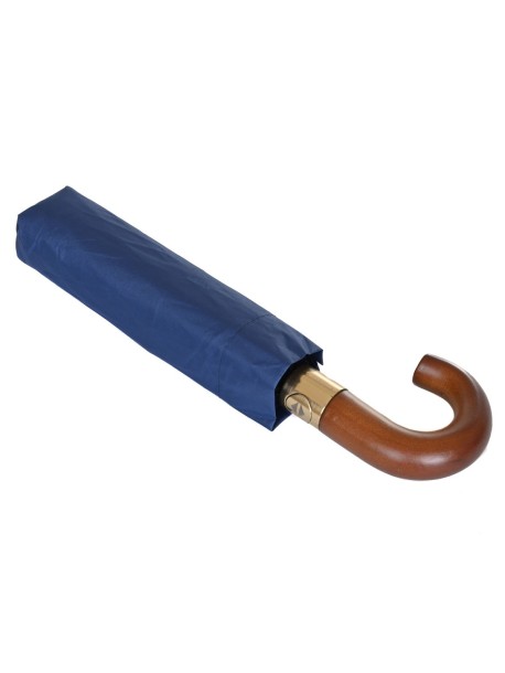 Син чадър с дървена дръжка