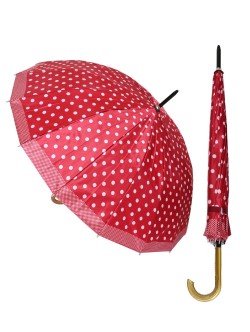 Червен дамски чадър на точки