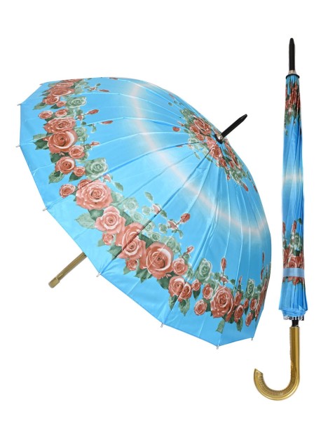 Елегантен дамски чадър с цветя