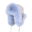 Топла зимна шапка от естествена кожа в син цвят