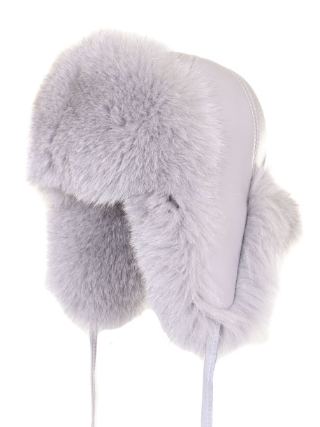 Топла зимна шапка от естествена кожа в сив цвят