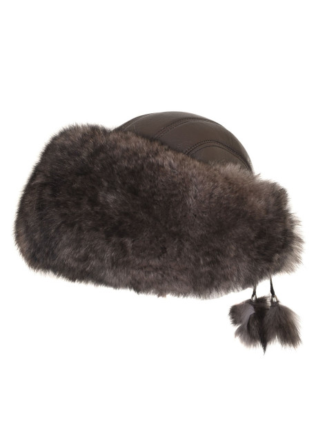 Дамски калпак от лисица в кафяв цвят