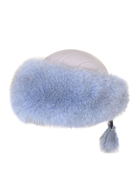 Дамски калпак от лисица в син цвят