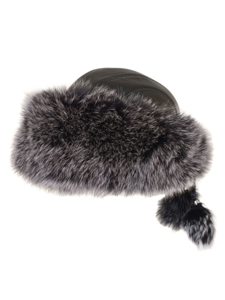 Дамски калпак от лисица в сив цвят