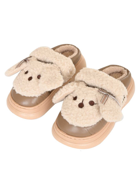 Дамски пантофи на висока подметка - Светло кафяви | Vodo