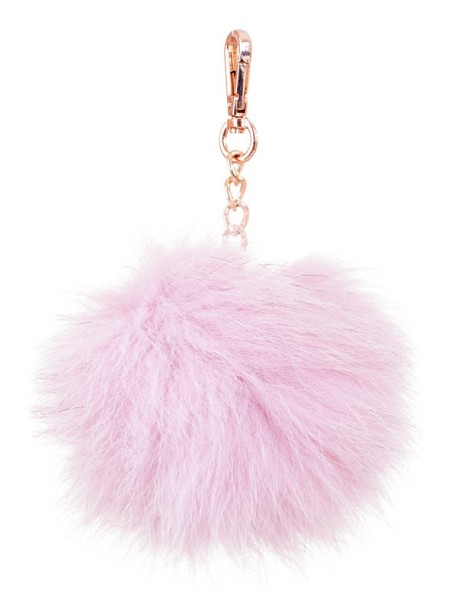 Сив помпон естествена кожа