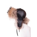Дамска ушанка от лисица - кафява