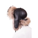 Дамска ушанка от лисица - кафява