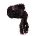 Шапка от лисица с опашка - кафява