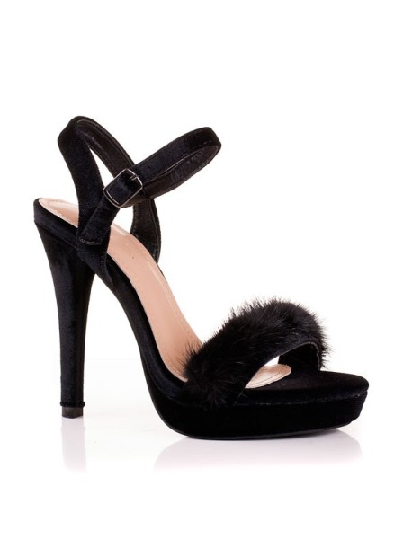 Високи сандали с черен пух