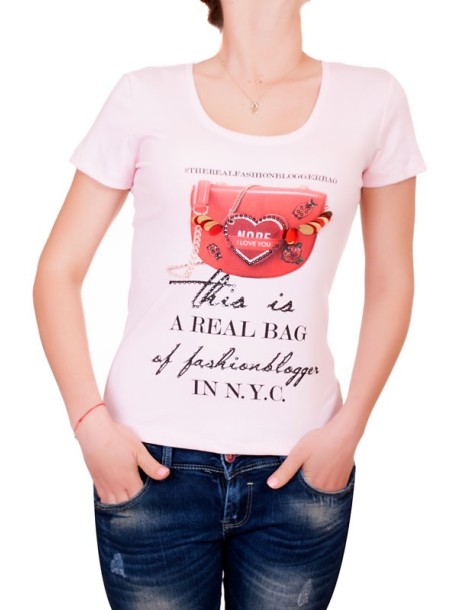 Розова тениска с изрязан гръб