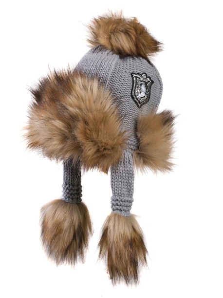 Топла шапка с уши - сива