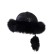 Пухкава шапка от естествена кожа - черна