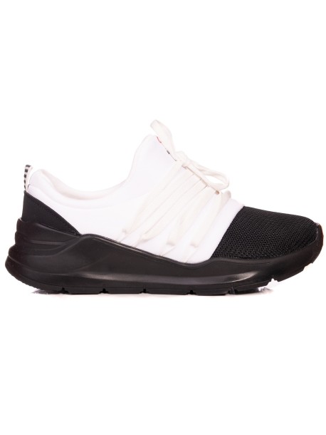 Мъжки спортни обувки без връзки - бяло и черно